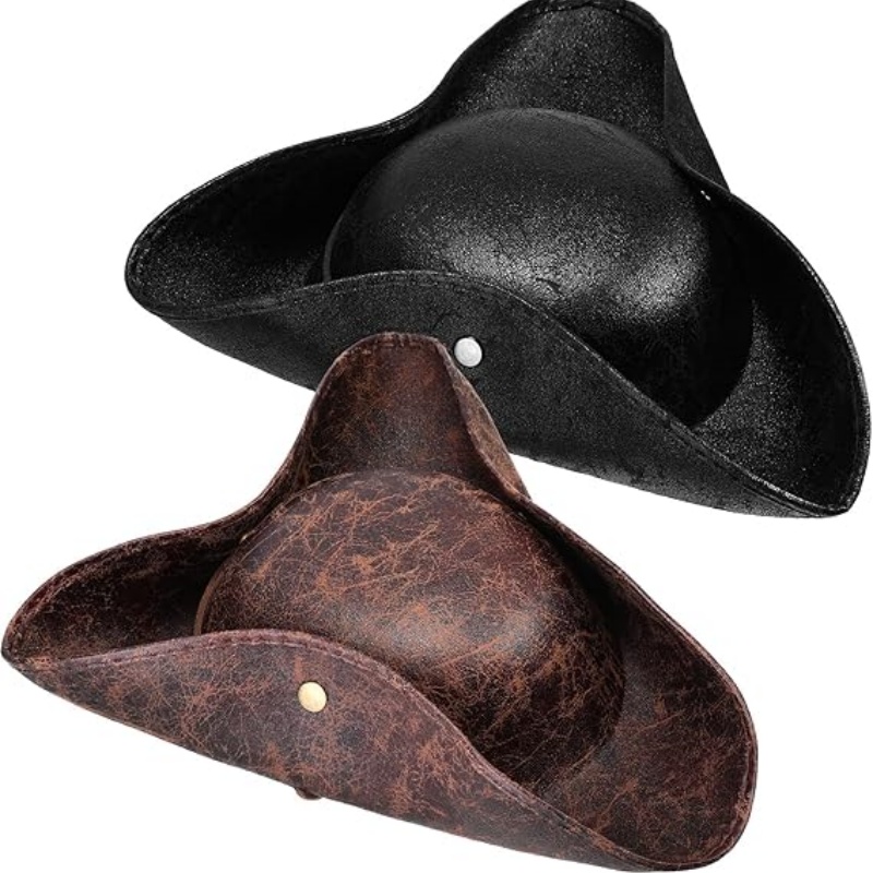 Leather Work Hat - Sztuczny Skórzany Kapelusz Piracki Vintage Z