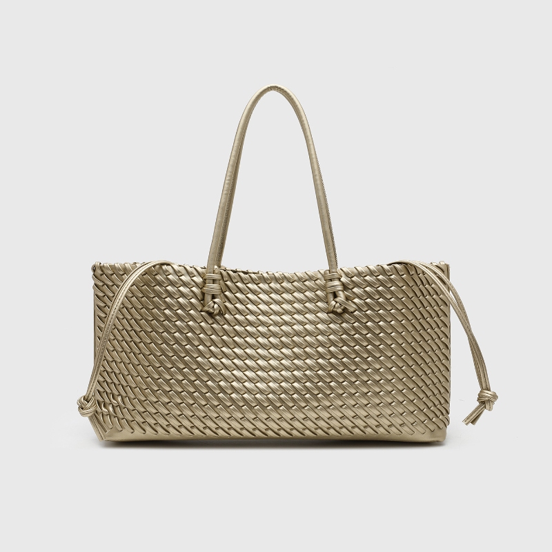 Leather Work Bag Women - Luksusowa torba shopper z plecionej skóry