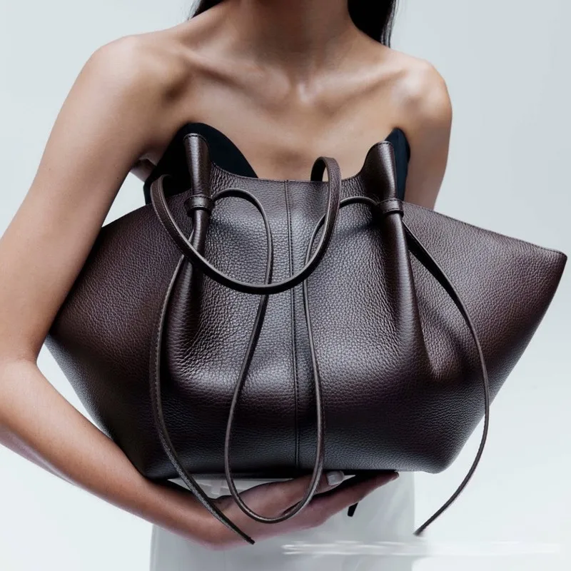 Leather Work Bag Women - Damska skórzana torba na ramię, torebka