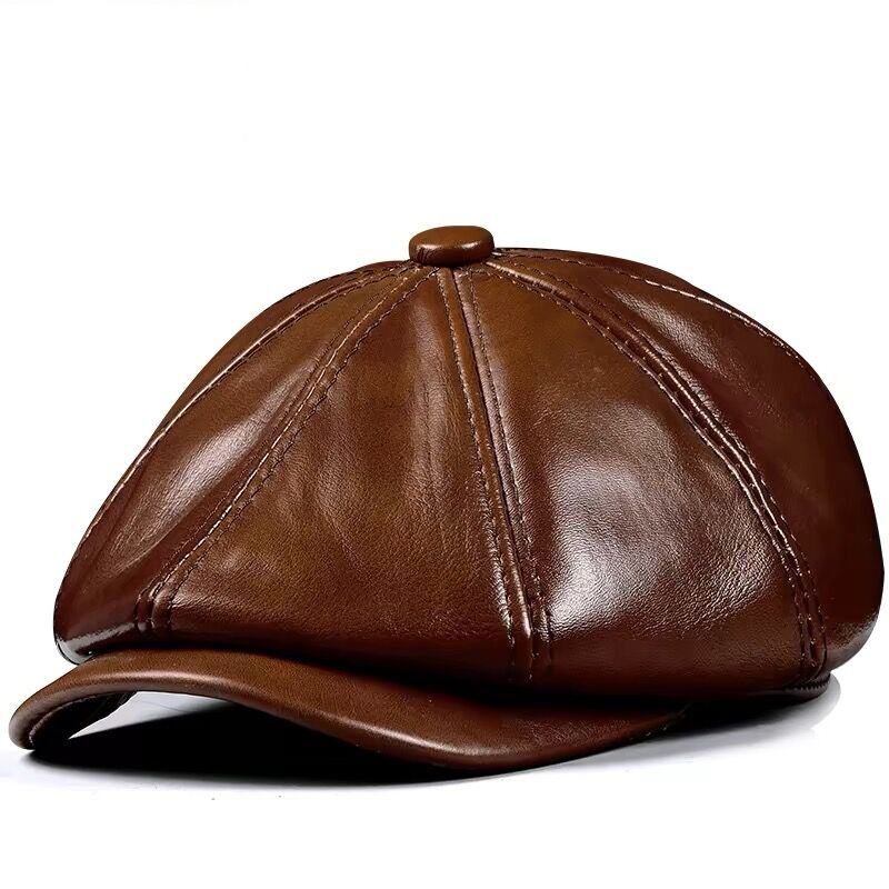 Leather Work Hat - Wiosna nowa czapka z prawdziwej skóry