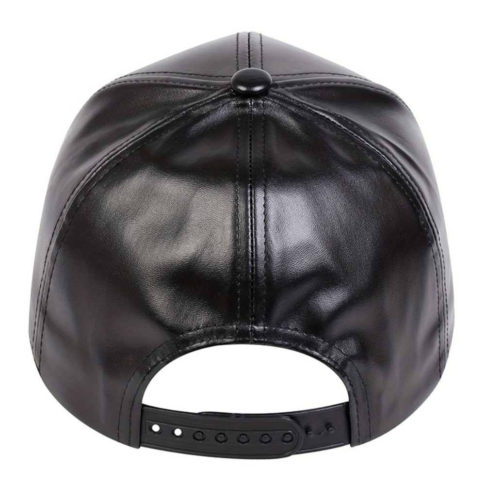 Leather Work Hat - Modna czapka bejsbolówka z PU, jednolita,