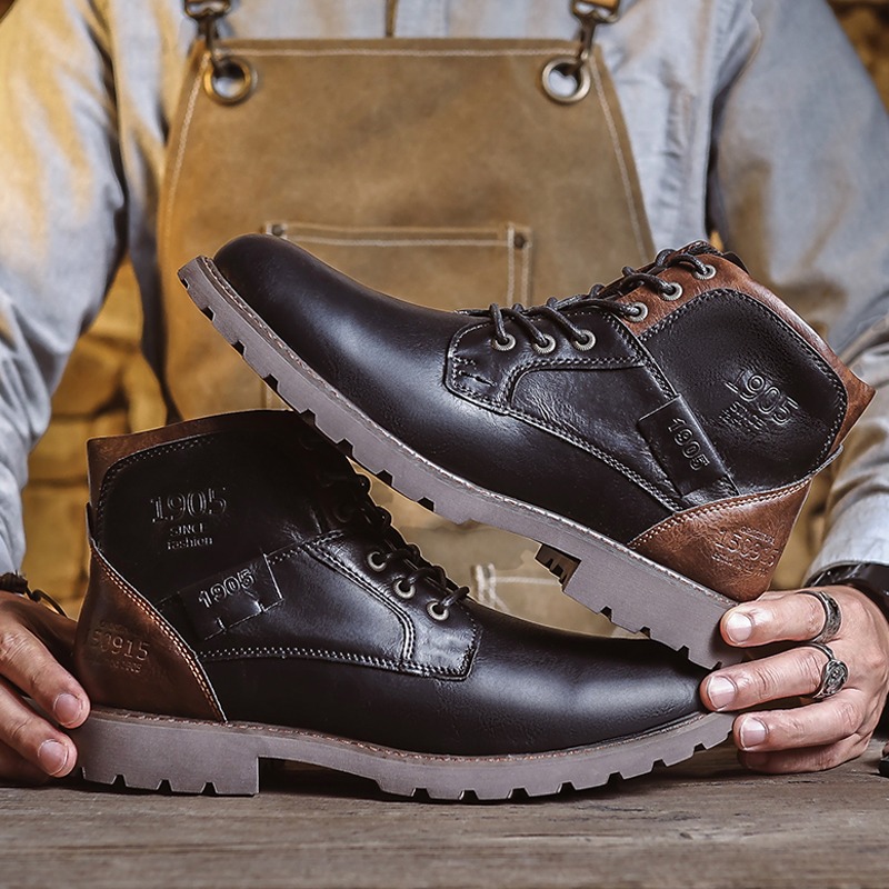 Męskie, skórzane, w stylu vint – Leather Work Boots recenzja i cena