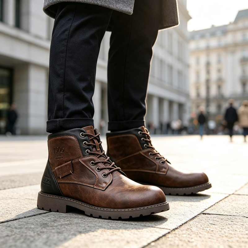 Męskie, skórzane, w stylu vint – Leather Work Boots recenzja i cena